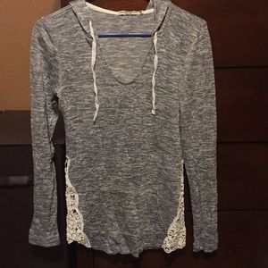 Hooded Long Sleeve with Lace Sides